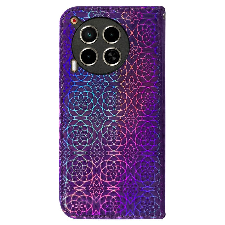 For TECNO Camon 30 4G / 30 5G Protective Case Dazzling Flower PU Leather Stand Phone Cover - Purple