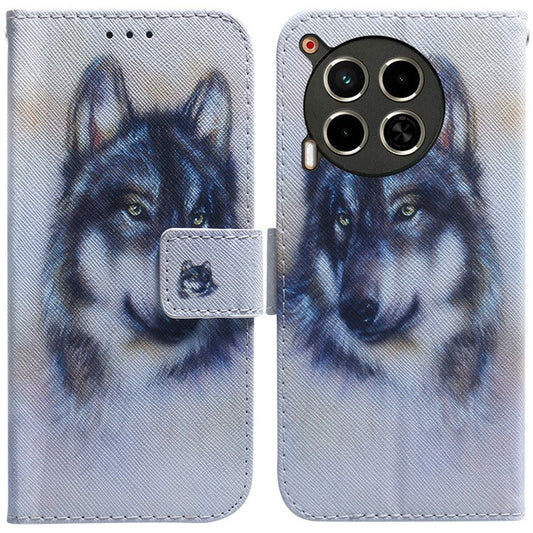 For TECNO Camon 30 4G / 30 5G Case Pattern Print Anti-Drop PU Leather Wallet Phone Cover - Wolf