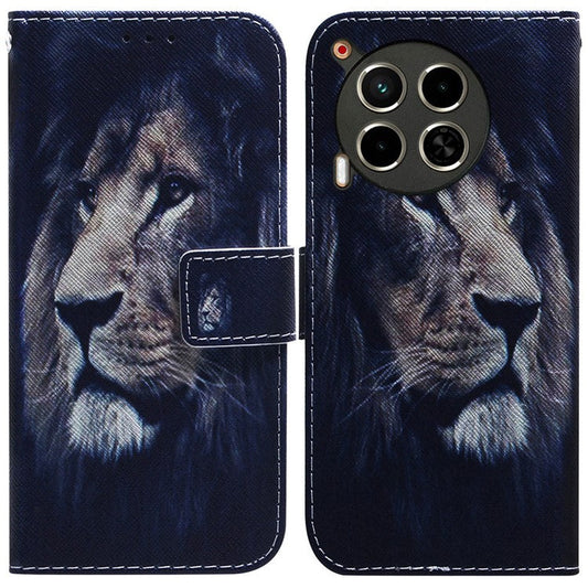 For TECNO Camon 30 4G / 30 5G Case Pattern Print Anti-Drop PU Leather Wallet Phone Cover - Lion