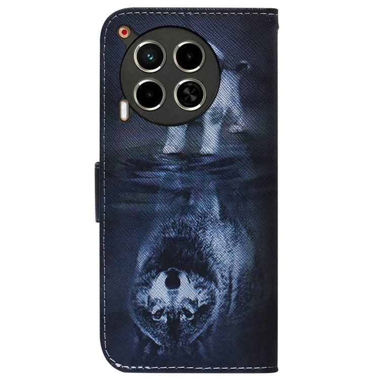 For TECNO Camon 30 4G / 30 5G Case Pattern Print Anti-Drop PU Leather Wallet Phone Cover - Dog and Wolf