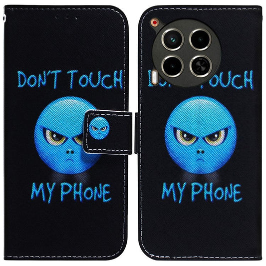 For TECNO Camon 30 4G / 30 5G Case Pattern Print Anti-Drop PU Leather Wallet Phone Cover - Don't Touch My Phone