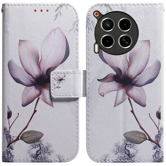 For TECNO Camon 30 4G / 30 5G Case Pattern Print Anti-Drop PU Leather Wallet Phone Cover - Pink Flower