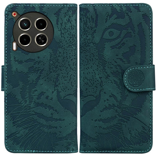 For TECNO Camon 30 4G / 30 5G Case Tiger Imprint Leather Wallet Phone Cover with Stand - Green