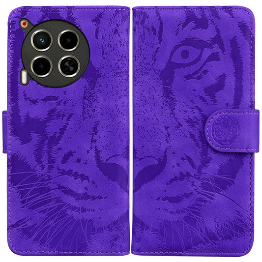 For TECNO Camon 30 4G / 30 5G Case Tiger Imprint Leather Wallet Phone Cover with Stand - Purple