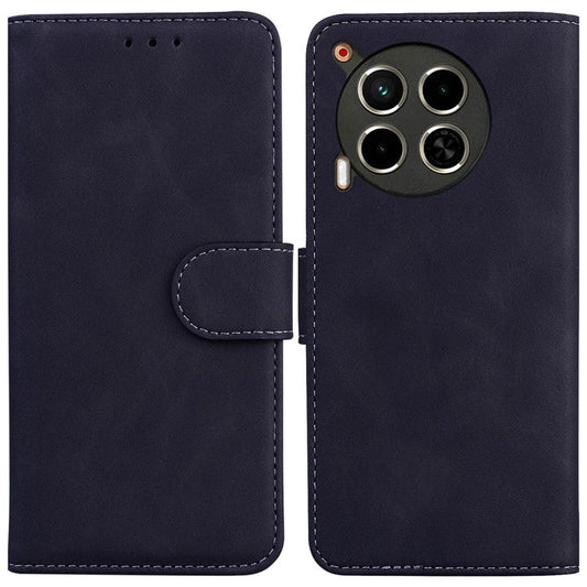 For TECNO Camon 30 4G / 30 5G Wallet Phone Case Solid Color Leather Stand Phone Cover - Black