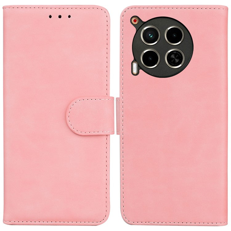 For TECNO Camon 30 4G / 30 5G Wallet Phone Case Solid Color Leather Stand Phone Cover - Pink