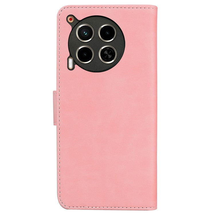 For TECNO Camon 30 4G / 30 5G Wallet Phone Case Solid Color Leather Stand Phone Cover - Pink