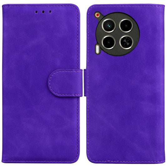For TECNO Camon 30 4G / 30 5G Wallet Phone Case Solid Color Leather Stand Phone Cover - Purple