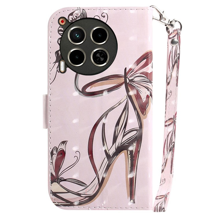 For TECNO Camon 30 4G / 30 5G Wallet Stand Case Pattern Print PU Leather Phone Cover - Butterfly High Heels