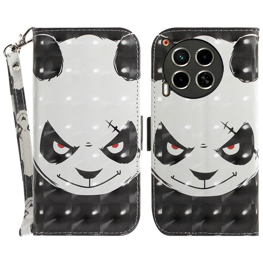 For TECNO Camon 30 4G / 30 5G Wallet Stand Case Pattern Print PU Leather Phone Cover - Angry Panda