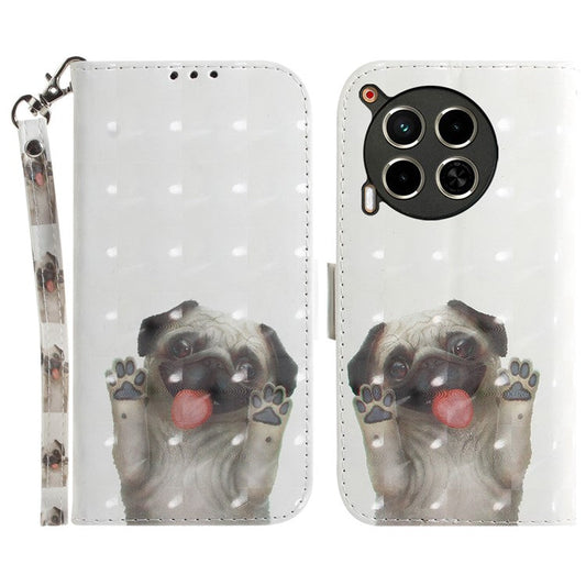 For TECNO Camon 30 4G / 30 5G Wallet Stand Case Pattern Print PU Leather Phone Cover - Pug