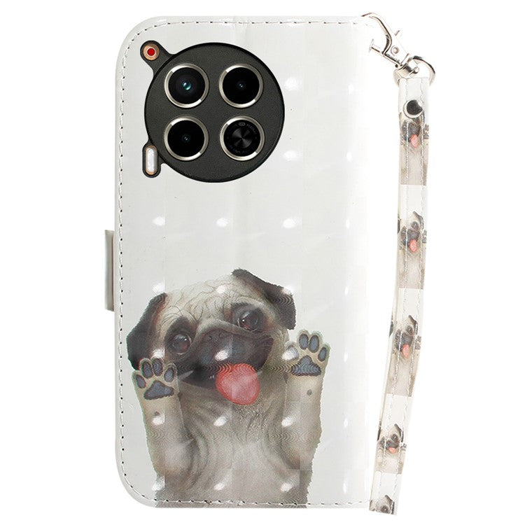 For TECNO Camon 30 4G / 30 5G Wallet Stand Case Pattern Print PU Leather Phone Cover - Pug