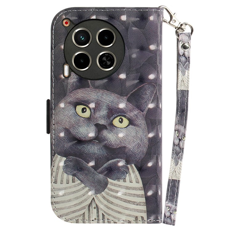 For TECNO Camon 30 4G / 30 5G Wallet Stand Case Pattern Print PU Leather Phone Cover - Embracing Cat