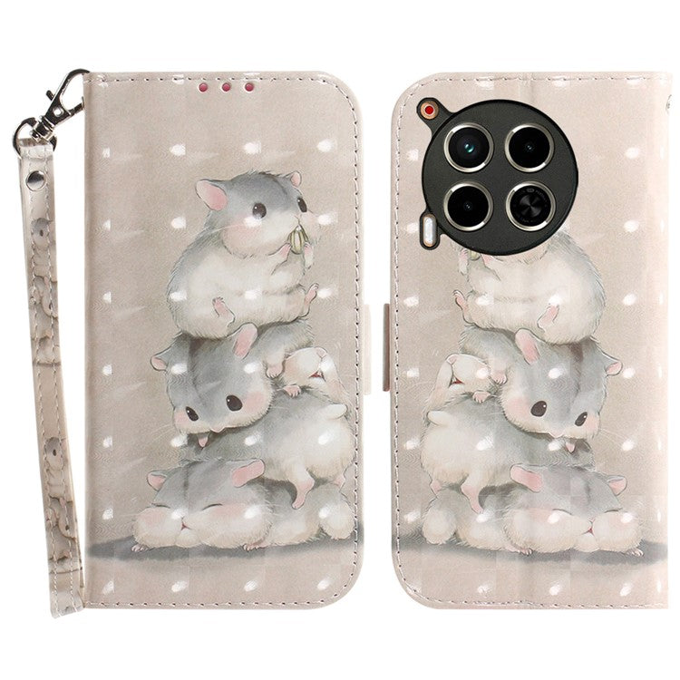 For TECNO Camon 30 4G / 30 5G Wallet Stand Case Pattern Print PU Leather Phone Cover - Stacking Squirrels