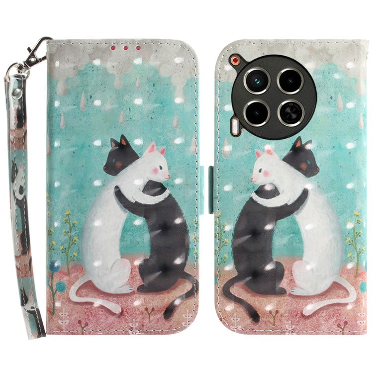 For TECNO Camon 30 4G / 30 5G Wallet Stand Case Pattern Print PU Leather Phone Cover - Two Cats