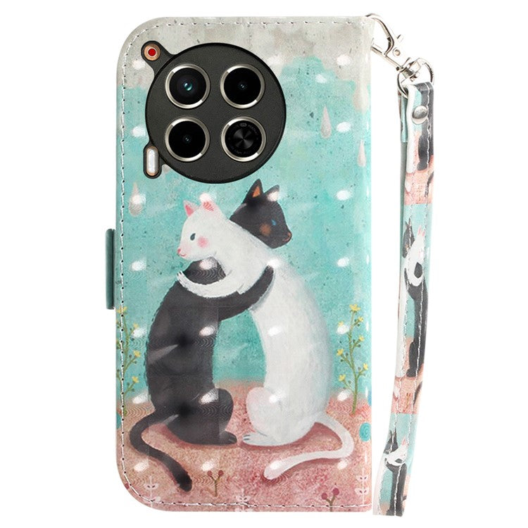 For TECNO Camon 30 4G / 30 5G Wallet Stand Case Pattern Print PU Leather Phone Cover - Two Cats