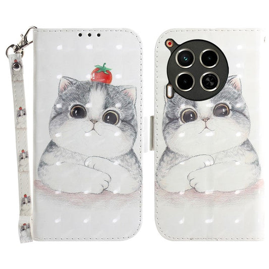 For TECNO Camon 30 4G / 30 5G Wallet Stand Case Pattern Print PU Leather Phone Cover - Cute Cat