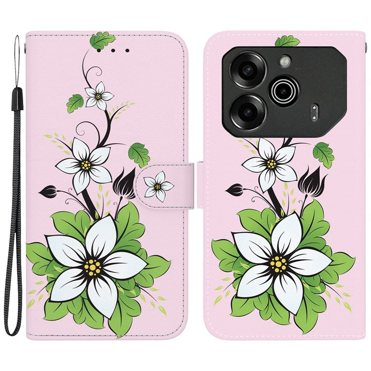 For TECNO Pova 6 5G / 6 Pro 5G Wallet Phone Case Pattern Print Leather Stand Cover - Lily