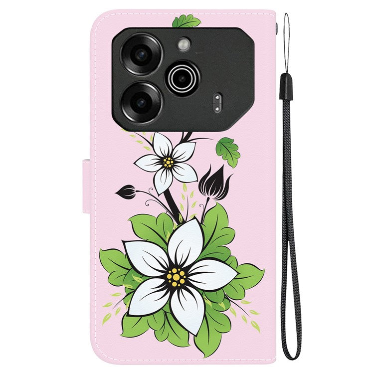 For TECNO Pova 6 5G / 6 Pro 5G Wallet Phone Case Pattern Print Leather Stand Cover - Lily