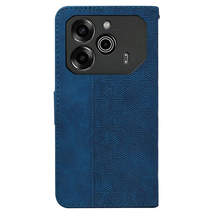 For TECNO Pova 6 5G / 6 Pro 5G Wallet Phone Case Geometry Imprint Leather Flip Cover with Strap - Blue