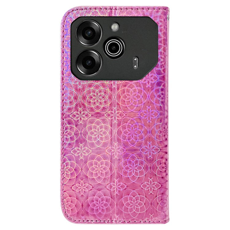 For TECNO Pova 6 5G / 6 Pro 5G Shockproof Case Dazzling Flower PU Leather Stand Phone Cover - Pink