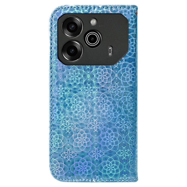 For TECNO Pova 6 5G / 6 Pro 5G Shockproof Case Dazzling Flower PU Leather Stand Phone Cover - Blue