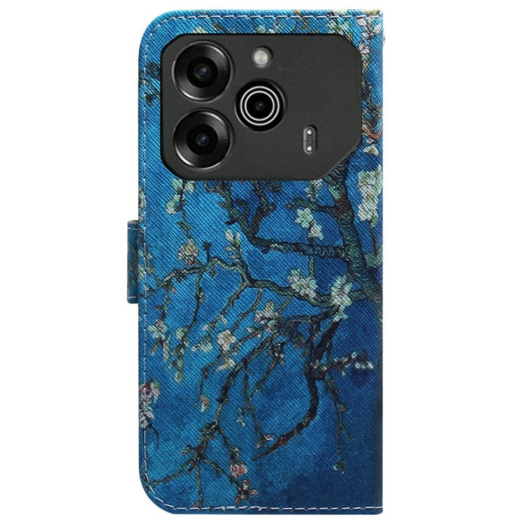 For TECNO Pova 6 5G / 6 Pro 5G Wallet Phone Case Pattern Print PU Leather Flip Cover - Apricot Flowers