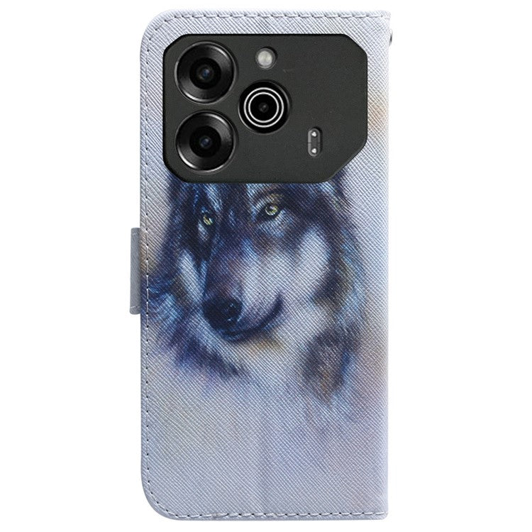 For TECNO Pova 6 5G / 6 Pro 5G Wallet Phone Case Pattern Print PU Leather Flip Cover - Wolf