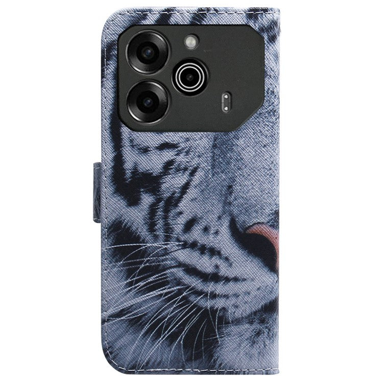 For TECNO Pova 6 5G / 6 Pro 5G Wallet Phone Case Pattern Print PU Leather Flip Cover - Tiger