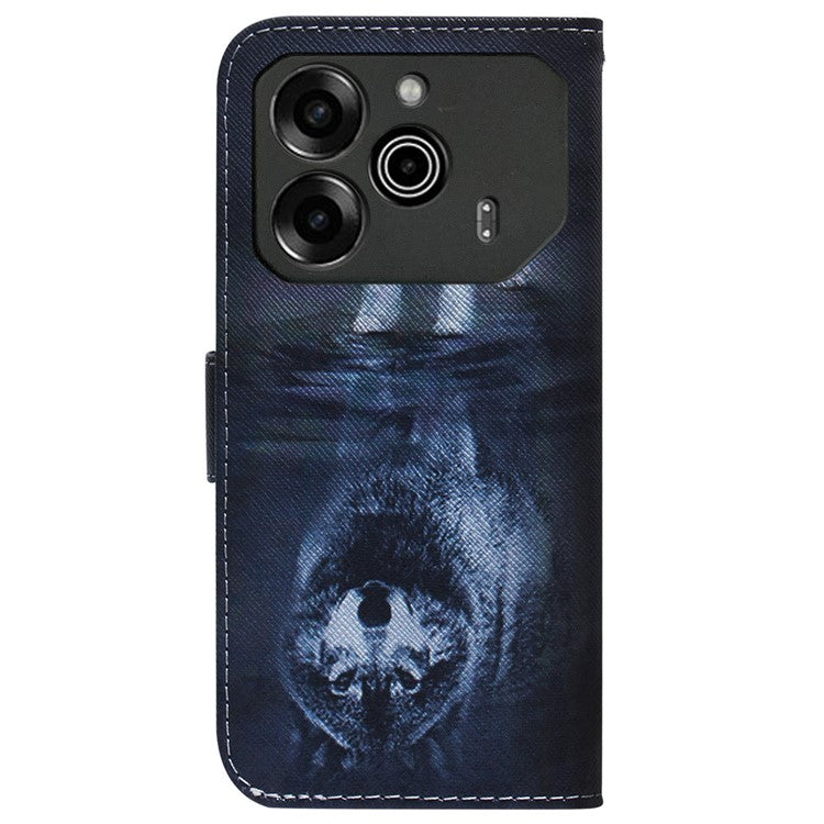For TECNO Pova 6 5G / 6 Pro 5G Wallet Phone Case Pattern Print PU Leather Flip Cover - Dog and Wolf
