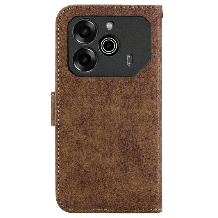 For TECNO Pova 6 5G / 6 Pro 5G Wallet Case Cute Tiger Imprint Leather Phone Cover with Stand - Brown