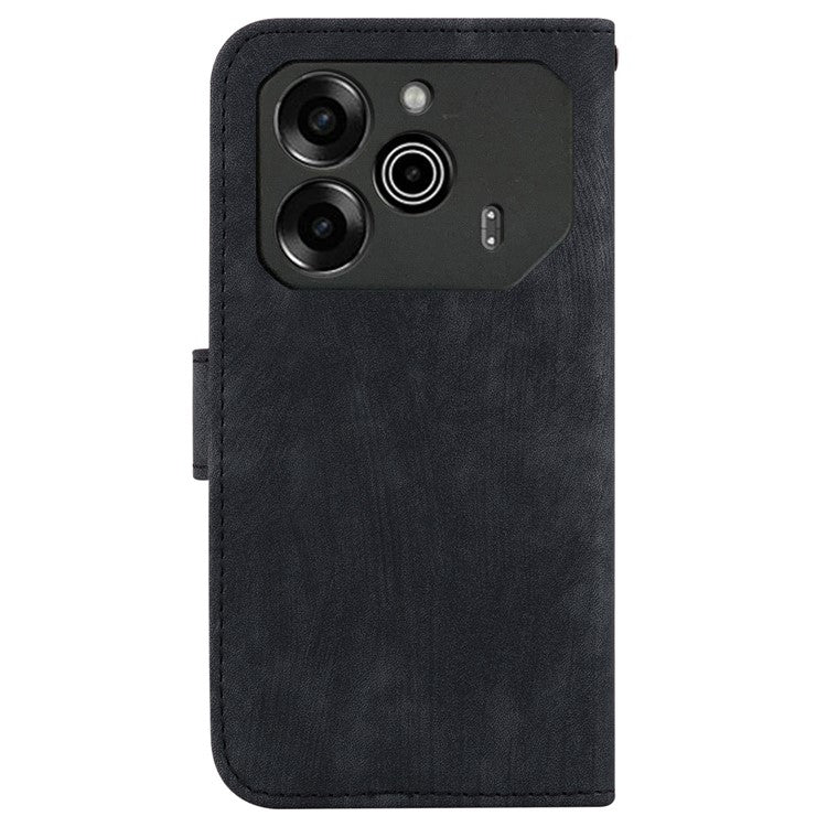 For TECNO Pova 6 5G / 6 Pro 5G Wallet Case Cute Tiger Imprint Leather Phone Cover with Stand - Black