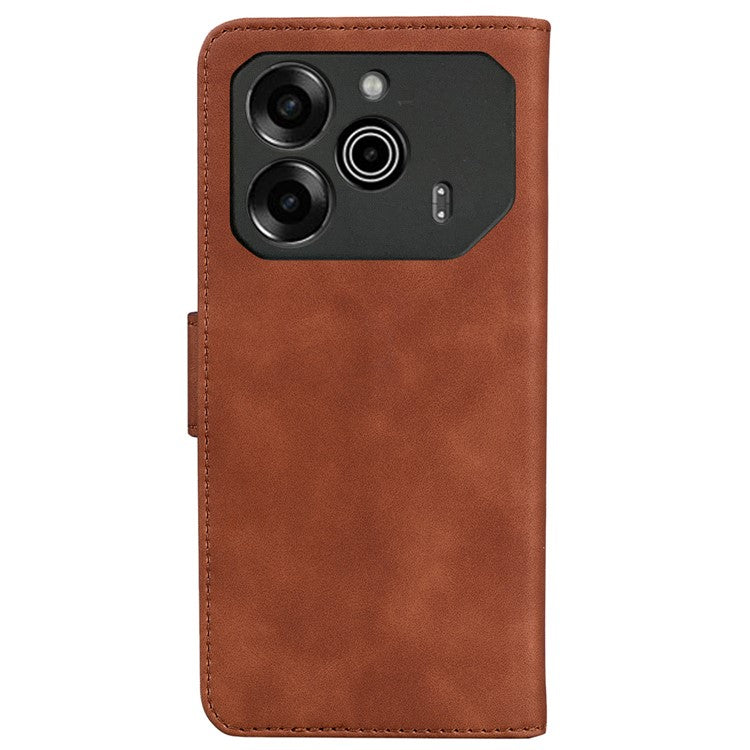 For TECNO Pova 6 5G / 6 Pro 5G Stand Phone Case Solid Color Leather Phone Cover - Brown
