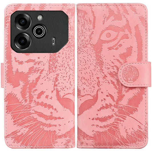 For TECNO Pova 6 5G / 6 Pro 5G Wallet Case Tiger Imprint Leather Stand Phone Cover - Pink