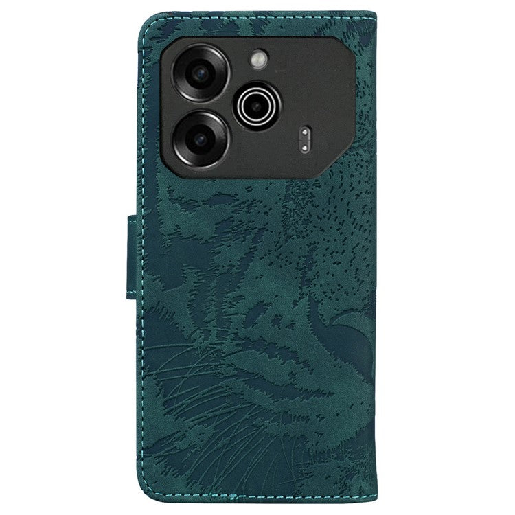 For TECNO Pova 6 5G / 6 Pro 5G Wallet Case Tiger Imprint Leather Stand Phone Cover - Green
