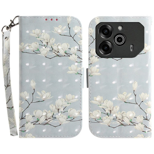 For TECNO Pova 6 5G / 6 Pro 5G Wallet Case Pattern Print PU Leather Phone Cover with Stand - Magnolia