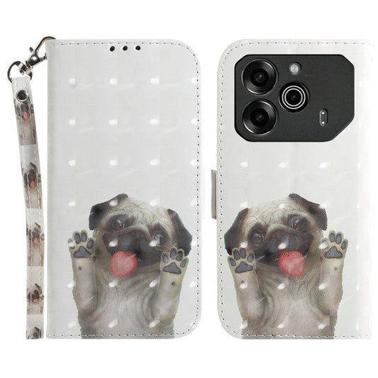 For TECNO Pova 6 5G / 6 Pro 5G Wallet Case Pattern Print PU Leather Phone Cover with Stand - Pug