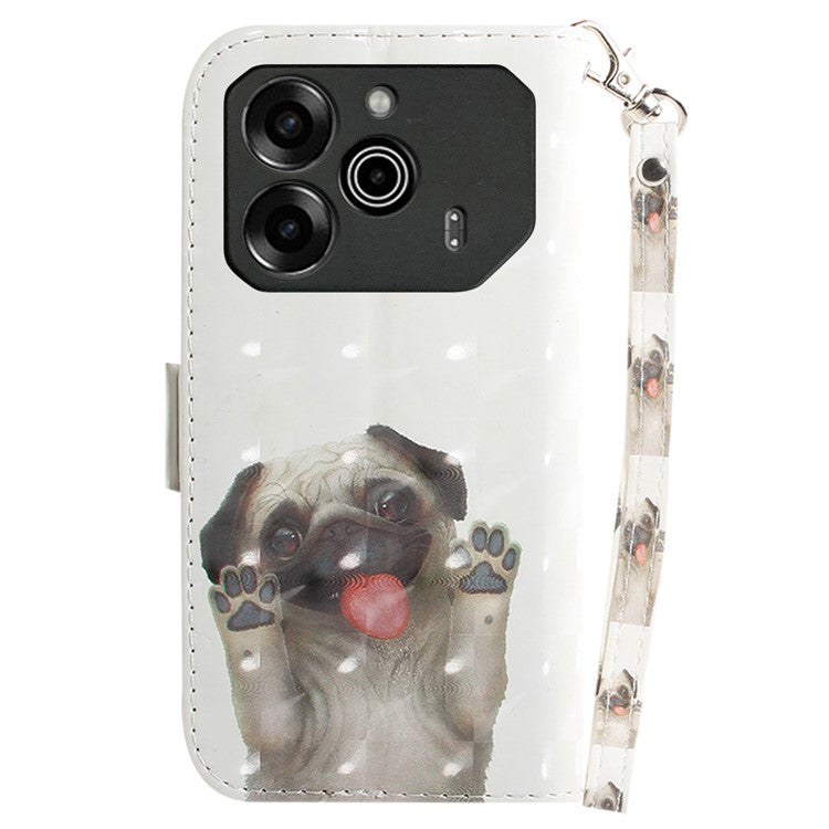For TECNO Pova 6 5G / 6 Pro 5G Wallet Case Pattern Print PU Leather Phone Cover with Stand - Pug