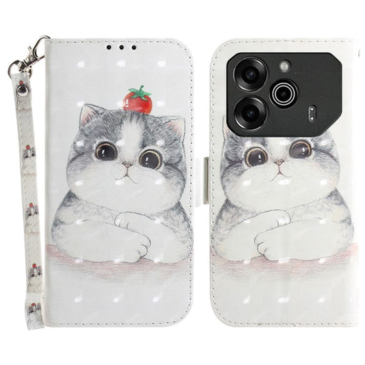For TECNO Pova 6 5G / 6 Pro 5G Wallet Case Pattern Print PU Leather Phone Cover with Stand - Cute Cat