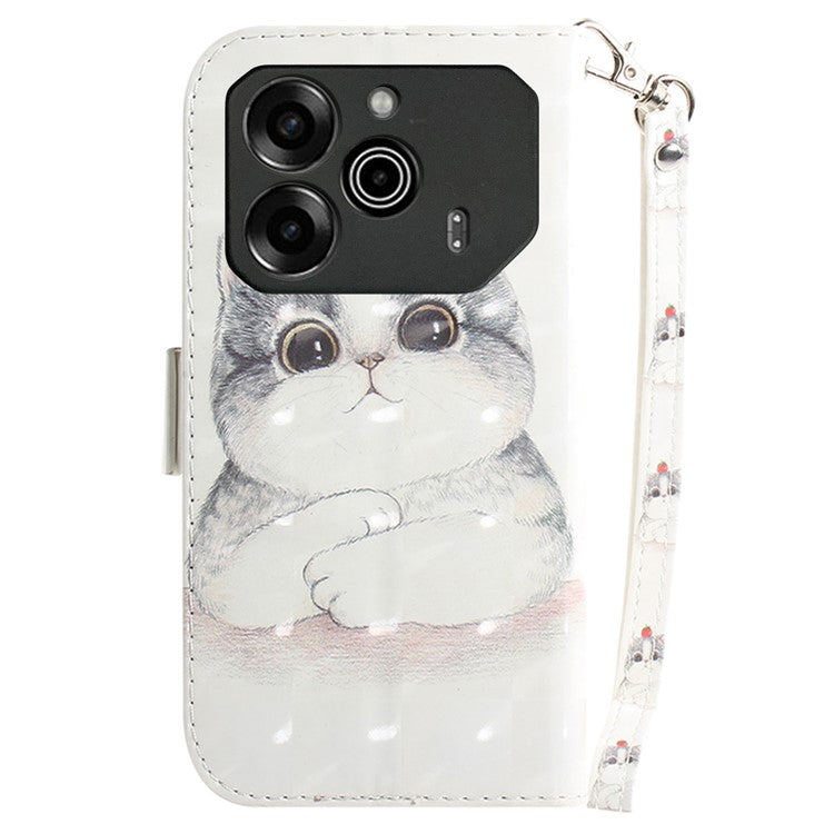For TECNO Pova 6 5G / 6 Pro 5G Wallet Case Pattern Print PU Leather Phone Cover with Stand - Cute Cat