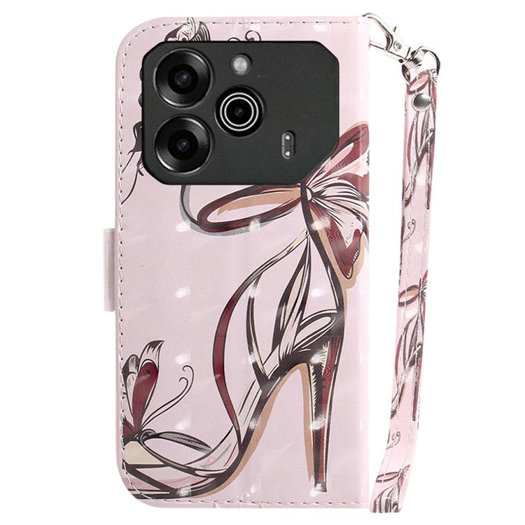 For TECNO Pova 6 5G / 6 Pro 5G Wallet Case Pattern Print PU Leather Phone Cover with Stand - Butterfly High Heels