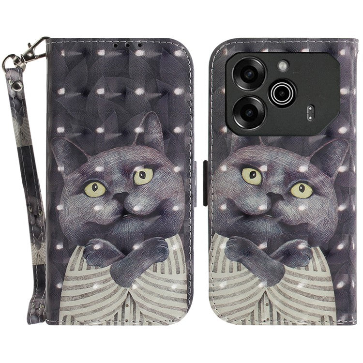 For TECNO Pova 6 5G / 6 Pro 5G Wallet Case Pattern Print PU Leather Phone Cover with Stand - Embracing Cat