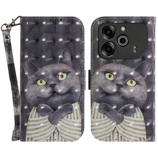 For TECNO Pova 6 5G / 6 Pro 5G Wallet Case Pattern Print PU Leather Phone Cover with Stand - Embracing Cat