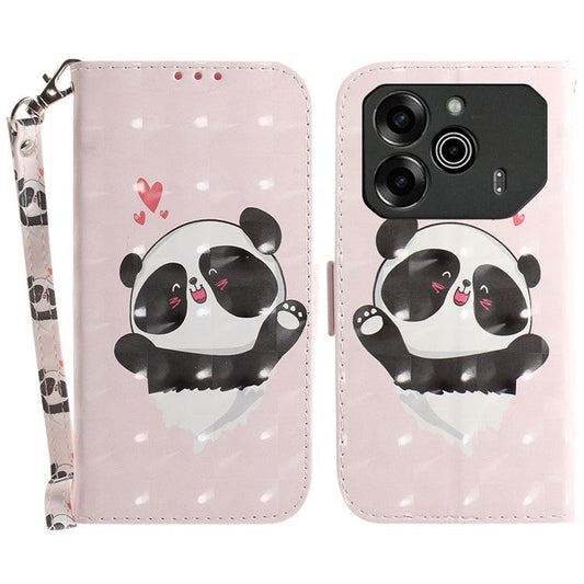 For TECNO Pova 6 5G / 6 Pro 5G Wallet Case Pattern Print PU Leather Phone Cover with Stand - Love Heart Panda