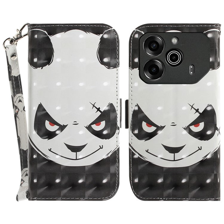 For TECNO Pova 6 5G / 6 Pro 5G Wallet Case Pattern Print PU Leather Phone Cover with Stand - Angry Panda