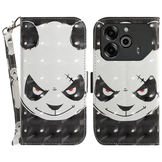For TECNO Pova 6 5G / 6 Pro 5G Wallet Case Pattern Print PU Leather Phone Cover with Stand - Angry Panda