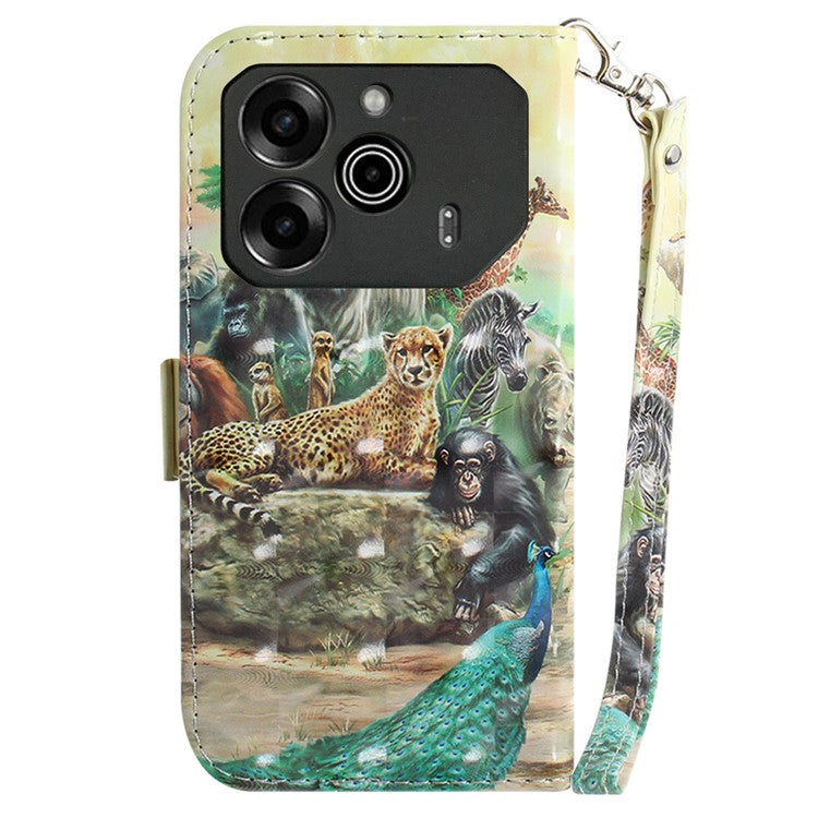 For TECNO Pova 6 5G / 6 Pro 5G Wallet Case Pattern Print PU Leather Phone Cover with Stand - Animals
