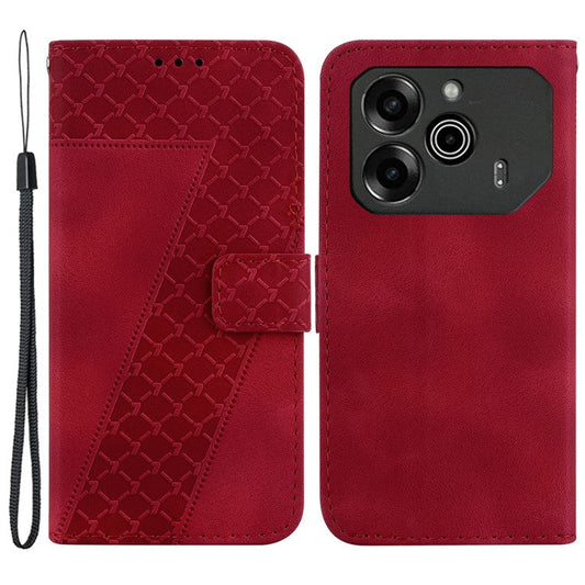 For TECNO Pova 6 5G / 6 Pro 5G Stand Case Pattern Imprint Leather Wallet Phone Cover - Red