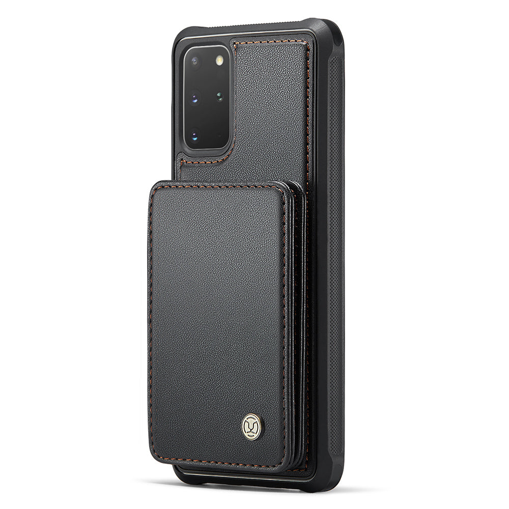 JEEHOOD J05 For Samsung Galaxy S20 Plus 5G / 4G Magnetic Case PU+TPU Phone Cover Card Holder Kickstand - Black