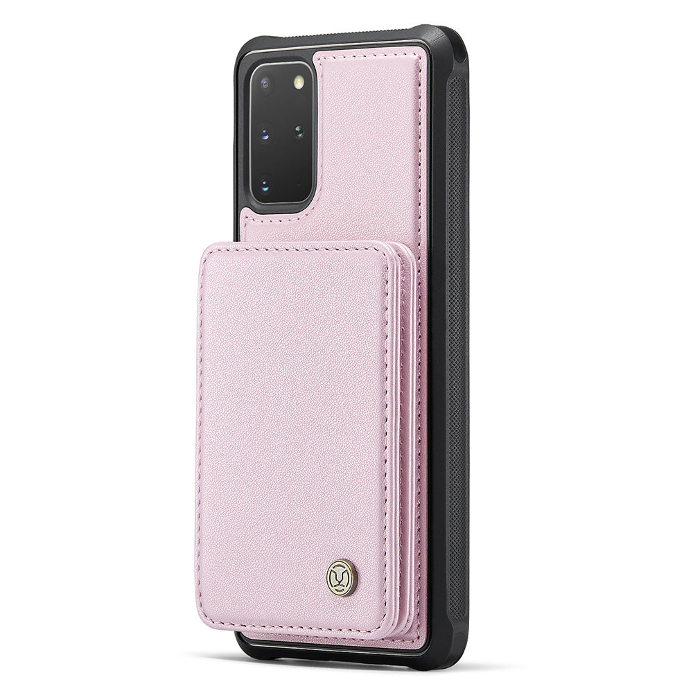 JEEHOOD J05 For Samsung Galaxy S20 Plus 5G / 4G Magnetic Case PU+TPU Phone Cover Card Holder Kickstand - Pink
